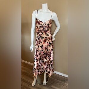 Lost + Wander Floral Print Pleated Midi Dress